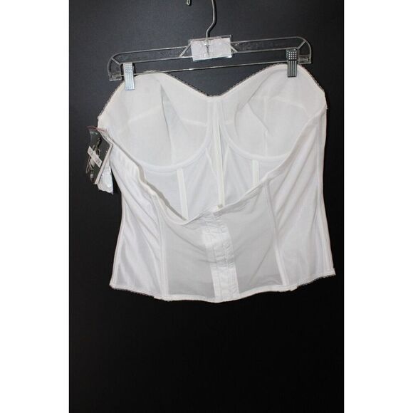 Dominique Juliette Satin Longline Corset Bra 42D White w/Garters 8950 NWT - Picture 4 of 9
